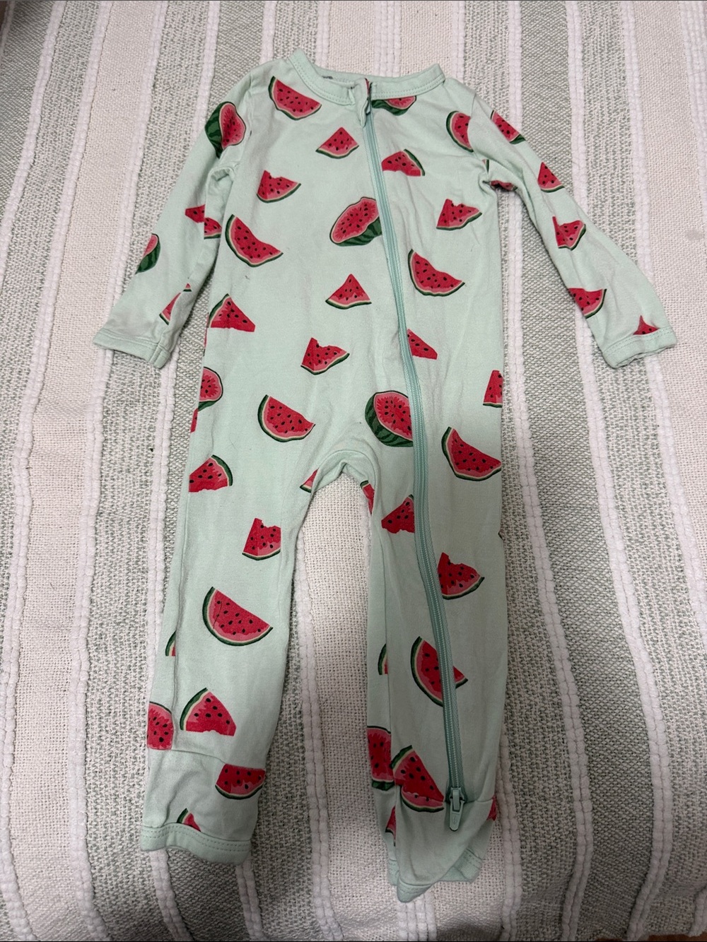 Kyte BABY Mint Green Watermelon Print Zipper Footie